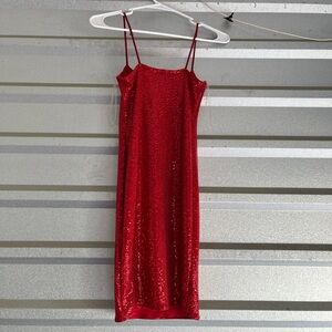 Red sequin windsor dress